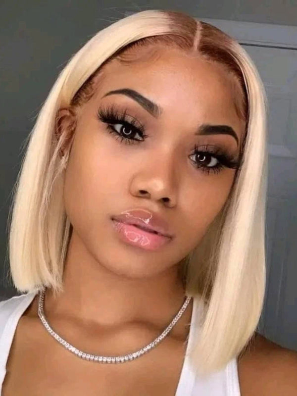 Sterly Hair T4/613 Colored Bob Wig Straight 13x6 Human Hair Wigs Blonde Magic - sterlyhair