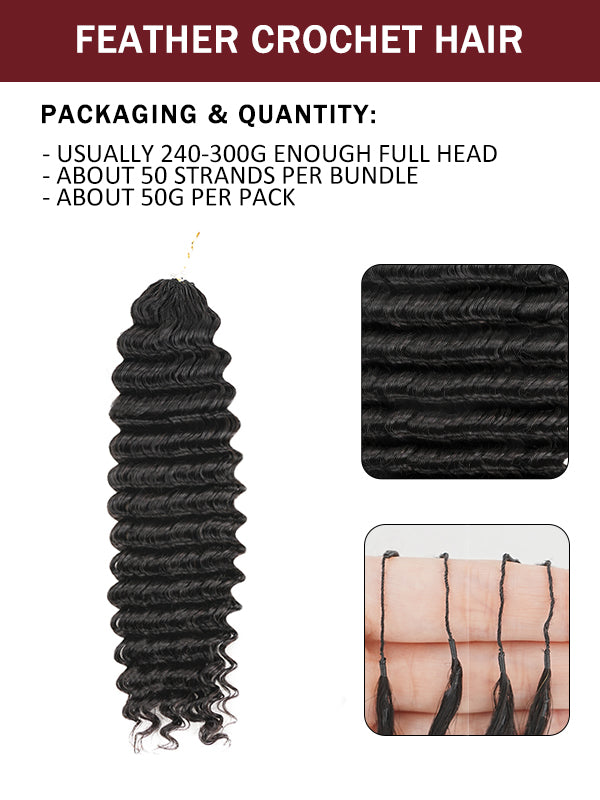 Sterly Hair Deep Wave Feather Crochet Human Hair Extension Human Hair