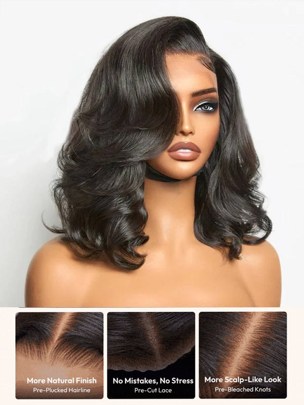 Sterly Layered Cut Yaki Loose Body Wig  Natural Bangs Glueless Human Hair Wigs