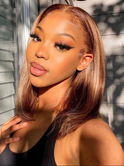 Sterly Highlights Straight Glueless Bob Wig Wear Go Pre Cut Lace Wig - sterlyhair