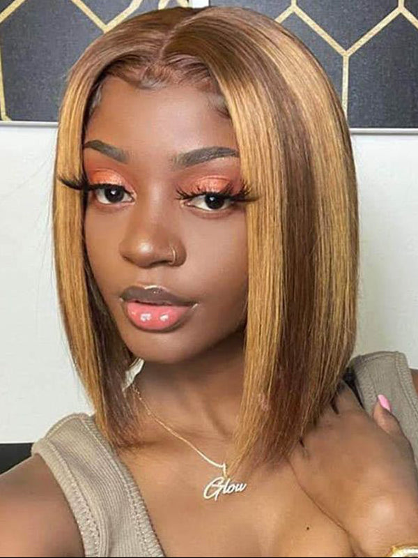 Sterly Highlights Straight Glueless Bob Wig Wear Go Pre Cut Lace Wig - sterlyhair