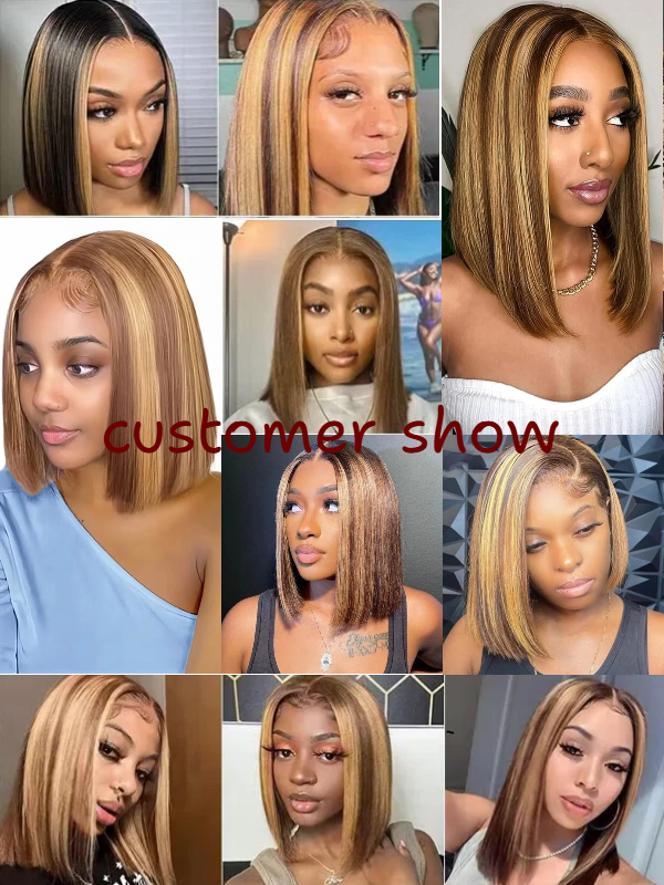Sterly Highlights Straight Glueless Bob Wig Wear Go Pre Cut Lace Wig - sterlyhair