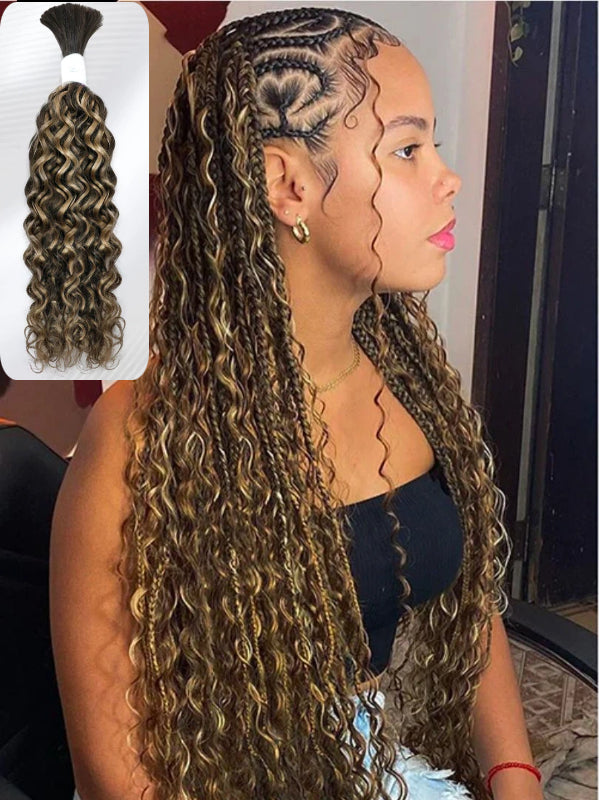 Sterly Human Braiding Hair Water Wave Bulk Human Hair for Braiding No Weft Hair Extensions for Boho Braids 100g/Bundle - sterlyhair