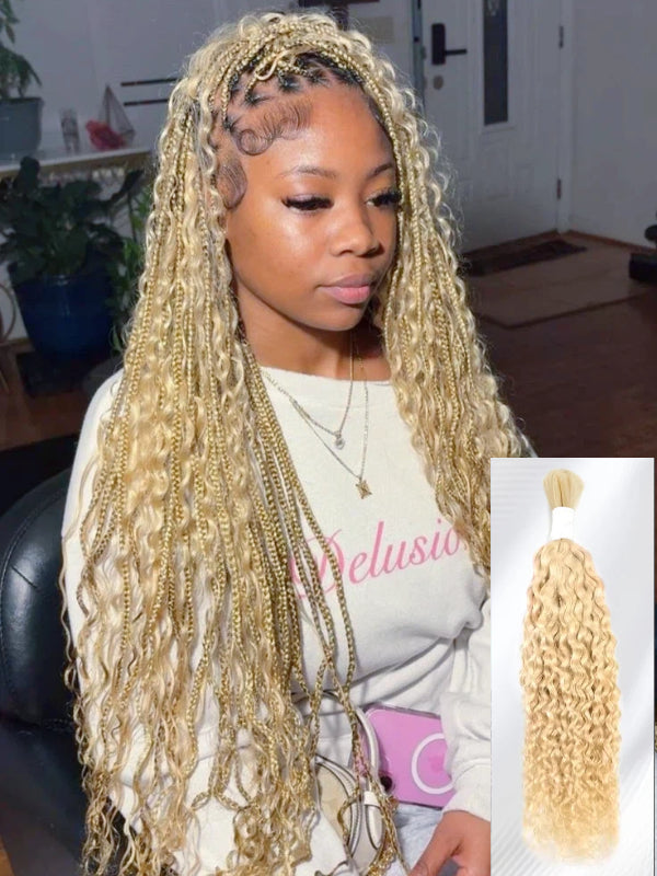 Sterly Human Braiding Hair Water Wave Bulk Human Hair for Braiding No Weft Hair Extensions for Boho Braids 100g/Bundle - sterlyhair