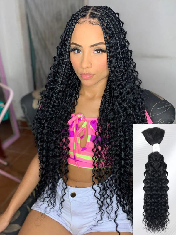 Sterly Human Braiding Hair Water Wave Bulk Human Hair for Braiding No Weft Hair Extensions for Boho Braids 100g/Bundle - sterlyhair