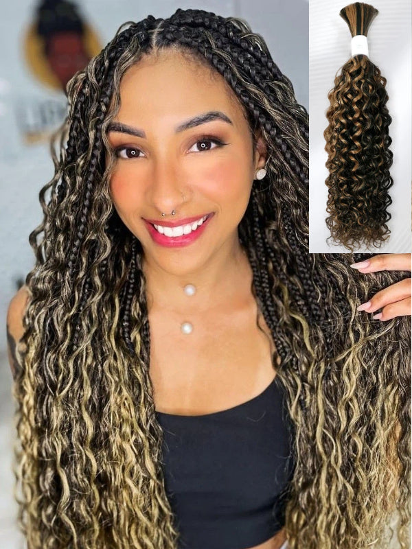 Sterly Human Braiding Hair Water Wave Bulk Human Hair for Braiding No Weft Hair Extensions for Boho Braids 100g/Bundle