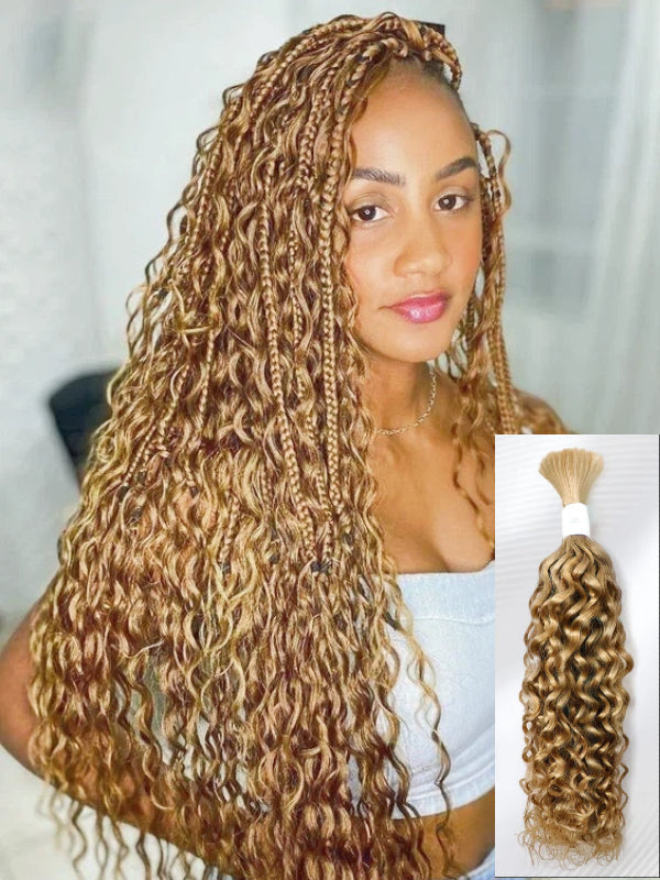 Sterly Human Braiding Hair Water Wave Bulk Human Hair for Braiding No Weft Hair Extensions for Boho Braids 100g/Bundle - sterlyhair