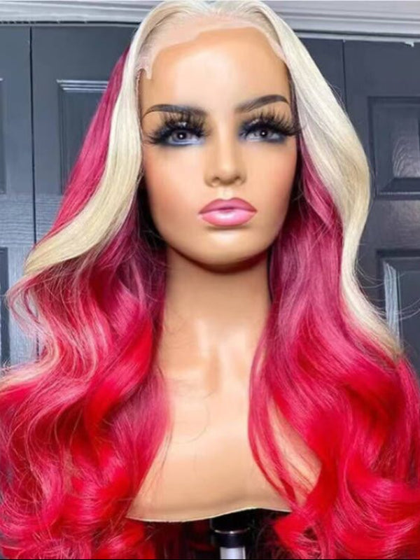 Sterly Human Hair Wig Red Blonde Highlight Body Wave Lace Front Wig Blonde Magic - sterlyhair