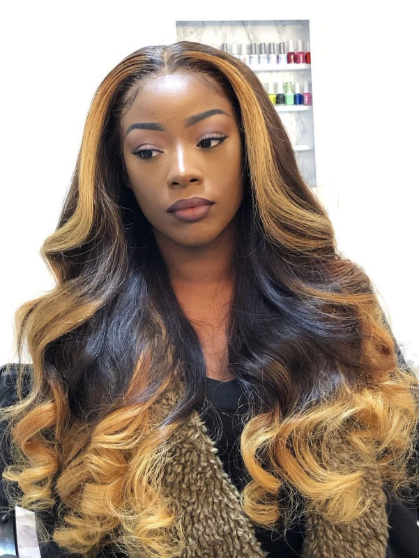 Sterly Ombre Color T6/27 Wear Go Glueless Loose Body Wave Human Hair Wigs - sterlyhair