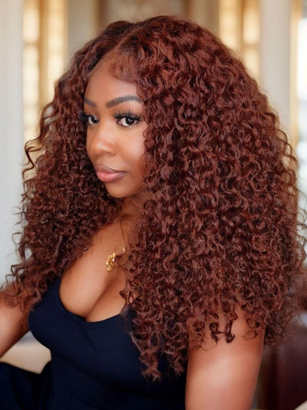 Sterly Reddish Brown Hair Wig Auburn Curly Lace Front Wigs Human Hair - sterlyhair