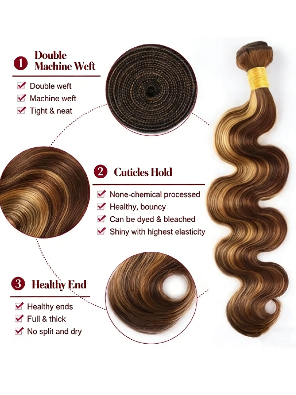 Sterly T4/P4/27 Highlight Body Wave Bundles Human Hair Bundles 3/4 PCS Bundle Deals Hair Extensions - sterlyhair