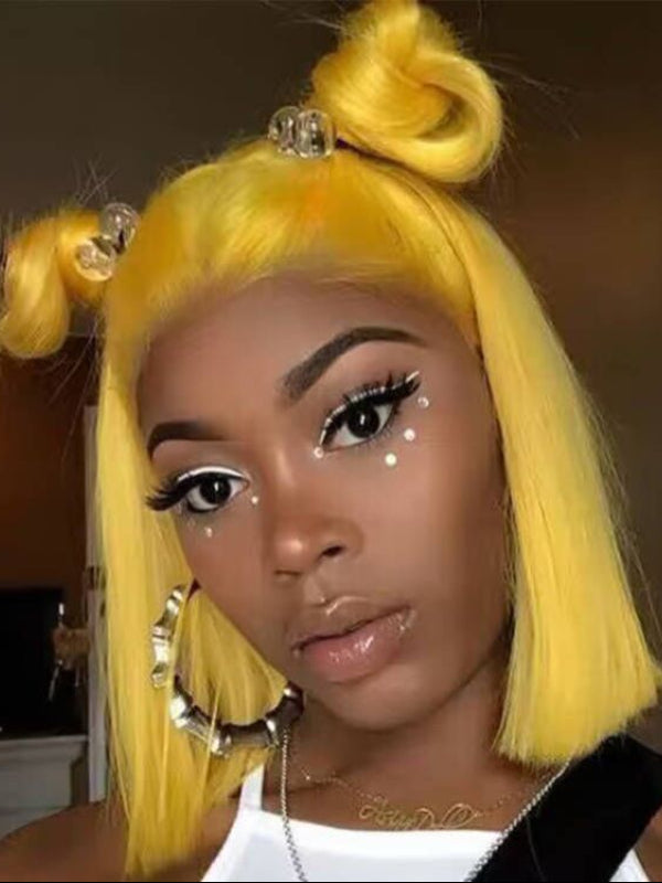Sterly Yellow Wig Straight Short Bob Human Hair - sterlyhair