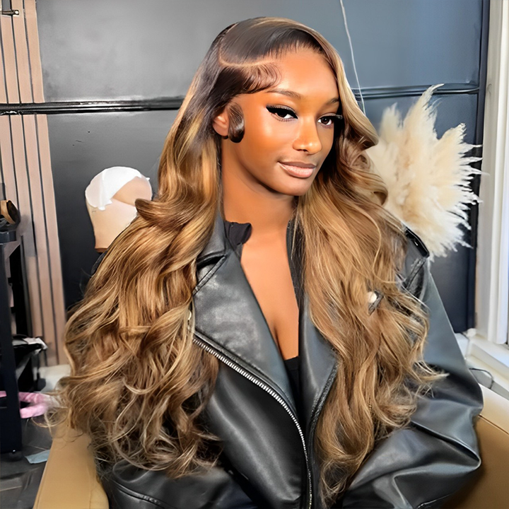 13×6 Full Lace Black Roots with 4/27 Highlight Wig Human Hair Wig - sterlyhair