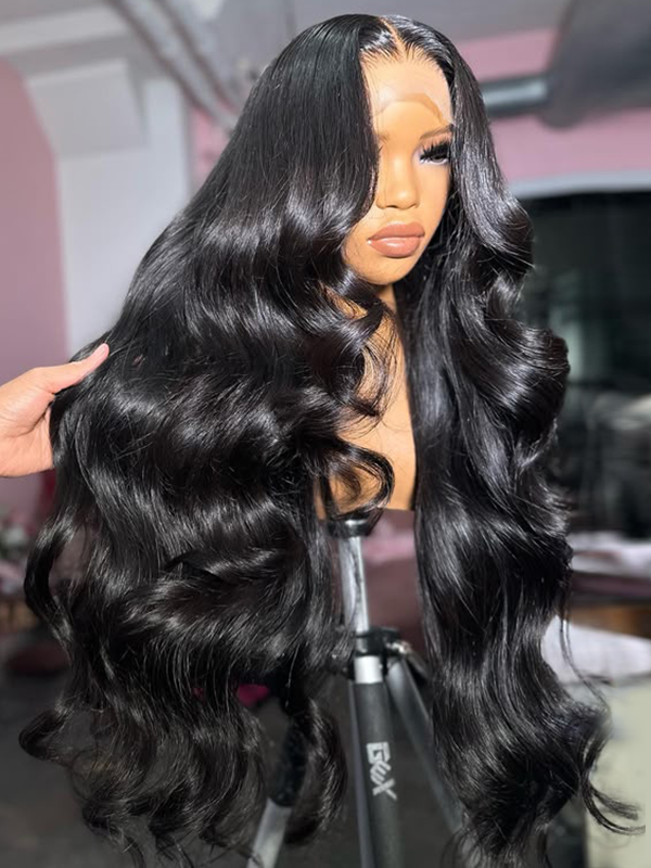 Affordable #1 Jet Black Body Wave Wig 13x6 Lace Front Human Hair Wigs Sterly Hair