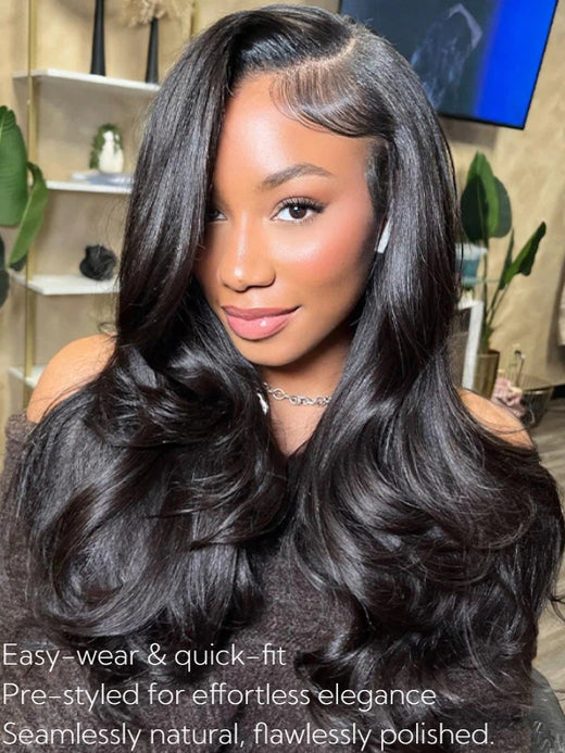 TikTok Hot | 250% Density V Part Yaki Body/Loose Body Natural Black Wig With Invisi Drawstring 100% Human Hair - sterlyhair