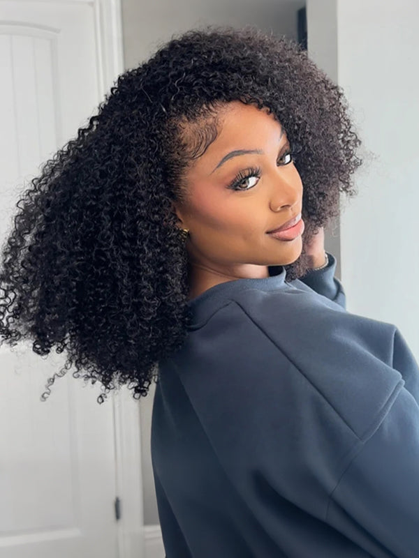 TikTok Hot | 3-In-1 Half Wig Kinky Curly Glueless Flexi-Fit Drawstring Wig Beginner Friendly - sterlyhair