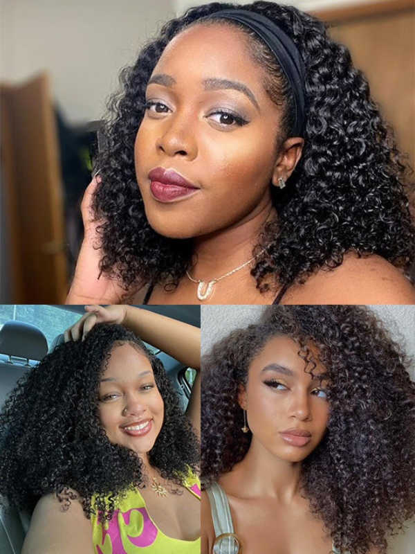 TikTok Hot | 3-In-1 Half Wig Kinky Curly Glueless Flexi-Fit Drawstring Wig Beginner Friendly