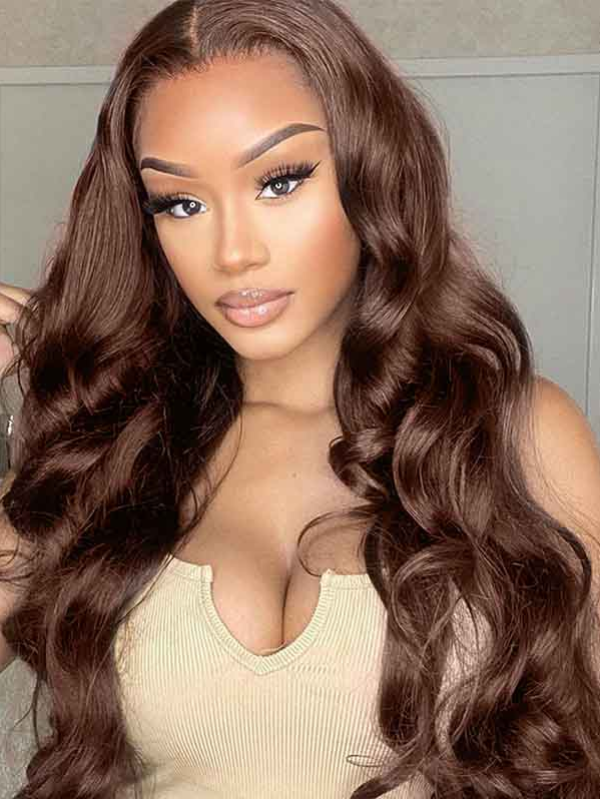 TikTok Hot |#4 Chocolate Brown Body Wave 13×6 Full Lace Wig 200% Density Human Hair Wigs