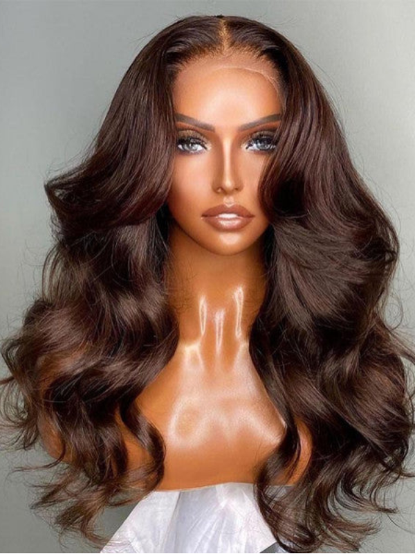TikTok Hot |#4 Chocolate Brown Body Wave 13×6 Full Lace Wig 200% Density Human Hair Wigs