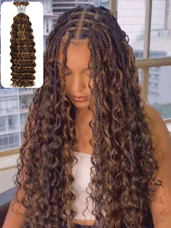 TikTok Hot |Deep Wave Bulk Human Hair For Braiding No Weft 100g (1 Pack-2 Bundle 50g)