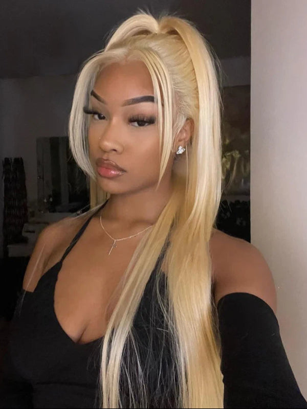 Perruques de cheveux humains raides et ondulés blonds Sterly #613, 13x6, densité 180 %