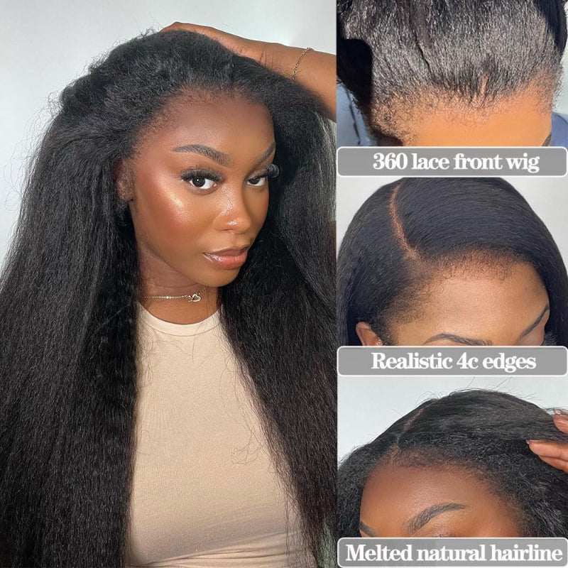 Perruque frontale en dentelle 360° de 16 à 34 pouces, cheveux humains ultra-naturels, densité 180 %