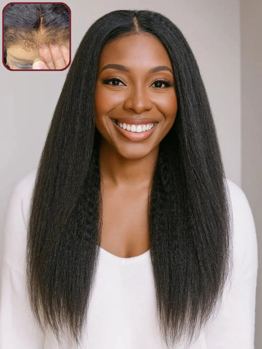 Type 4C Edges Wig | Real HD Lace Kinky Straight 7×6/13×6 Human Hair Wigs With Baby Hair - sterlyhair