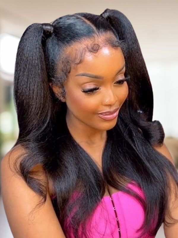 Type 4C Edges Wig | Sterly Yaki Straight Glueless 13×6 Lace Frontal Human Hair Wigs - sterlyhair