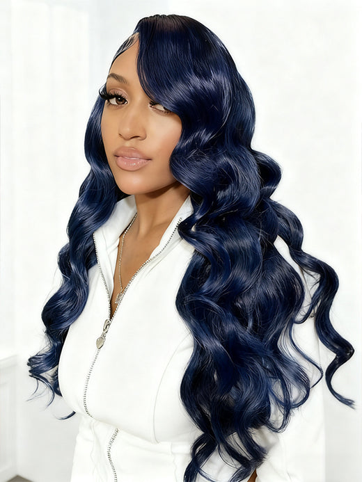Raw Hair Wig | Undetactable HD Lace Midnight Blue Body Wave Human Hair Wigs - sterlyhair