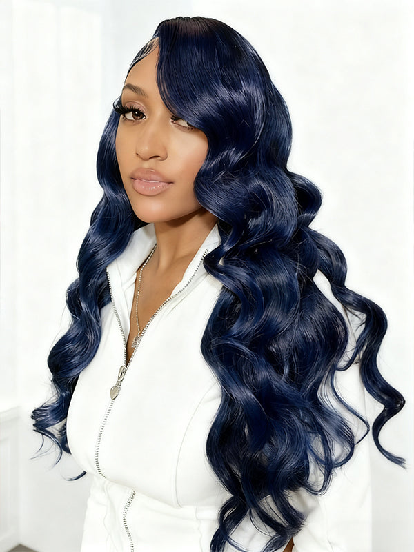 Raw Hair Wig | Undetactable HD Lace Midnight Blue Body Wave Human Hair Wigs - sterlyhair