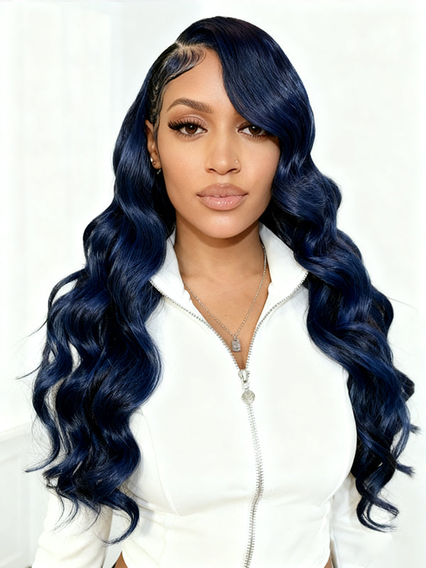 Raw Hair Wig | Undetactable HD Lace Midnight Blue Body Wave Human Hair Wigs - sterlyhair