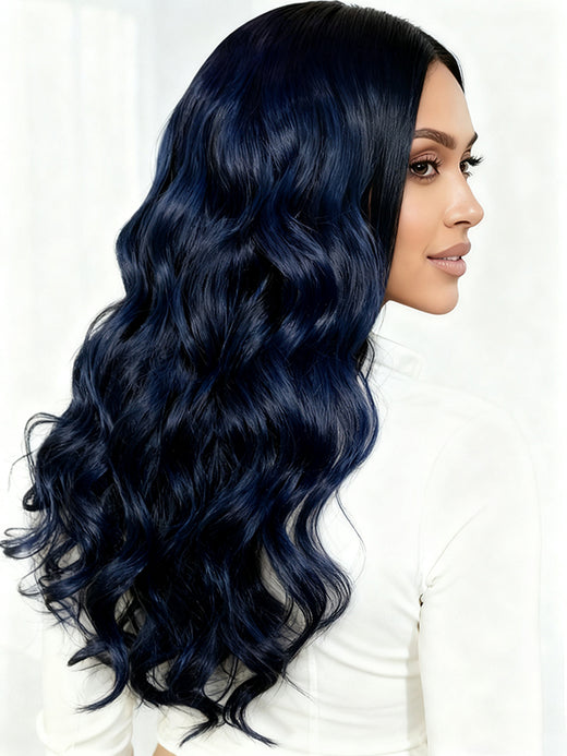 Raw Hair Wig | Undetactable HD Lace Midnight Blue Body Wave Human Hair Wigs - sterlyhair