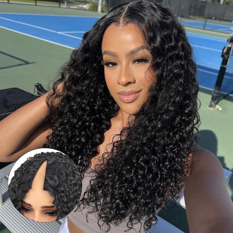 New Drawstring V Part Kinky Straight / Yaki Straight Wig No Leave Out And No Sew In Human Hair Wigs - sterlyhair