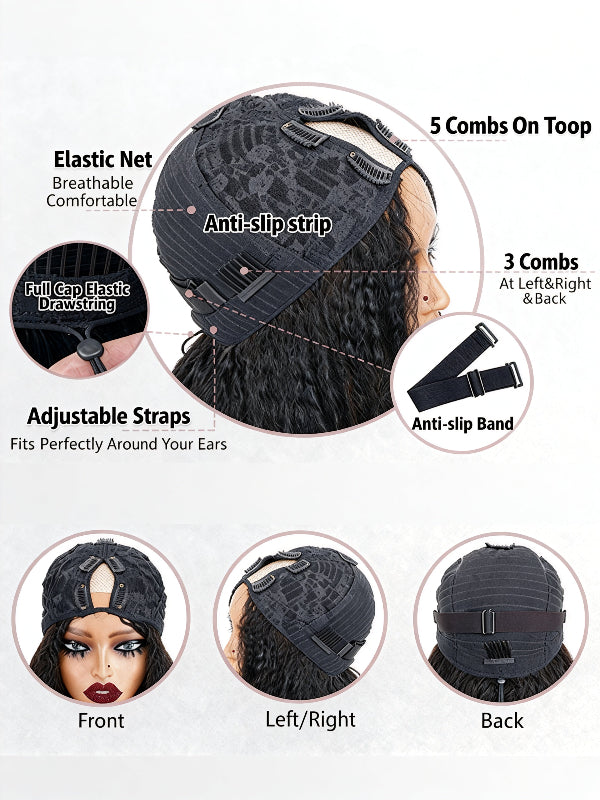 Affordable Glueless V Part Wavy Yaki Human Hair Wig Sterly Hair