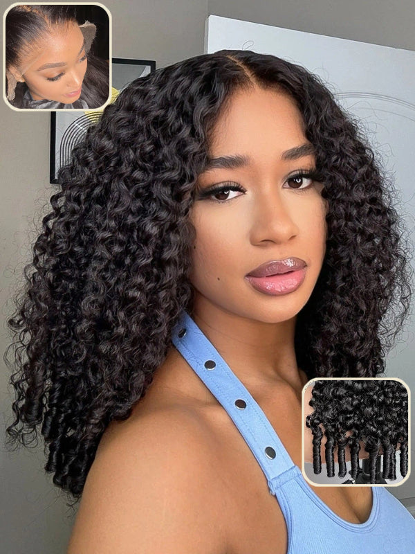 Wear Go 7x6 Burmese Curly Wave Glueless Wig HD Lace Front Wig With Invisi- Drawstrings - sterlyhair