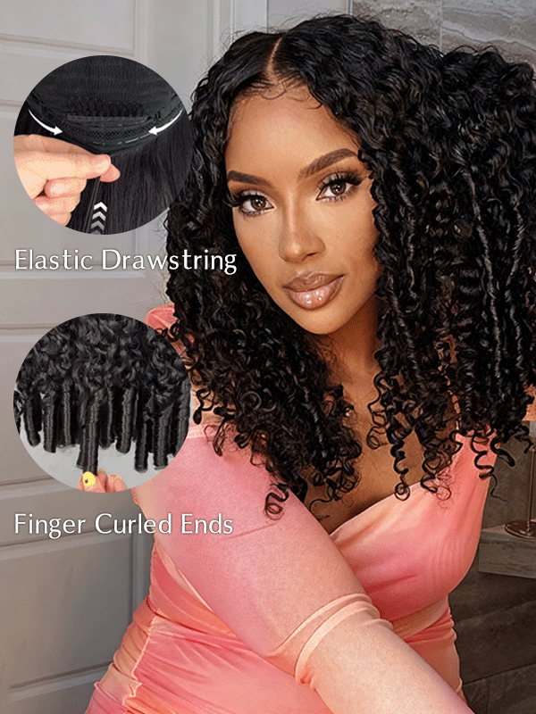 Affordable Burmese Curly Frontal Human Hair Wig Hot Selling Premium Hair Drawstring Wig With Finger Coil Ends - sterlyhair