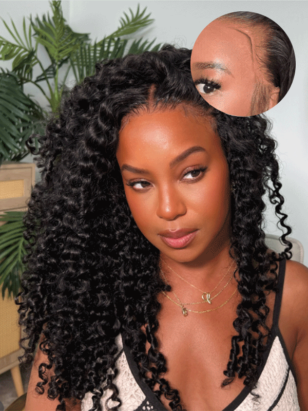 Wear Go 7x6 Burmese Curly Wave Glueless Wig HD Lace Front Wig With Invisi- Drawstrings