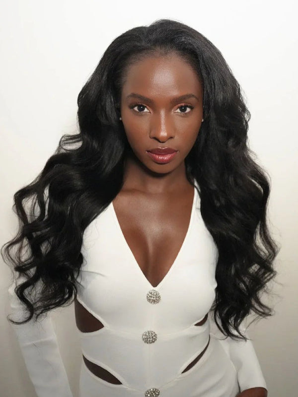 Natural Fullness Wear Go 7×6 Lace Wavy Yaki Human Hair Wig Glueless 13×6 Yaki Body Wave Wig - sterlyhair