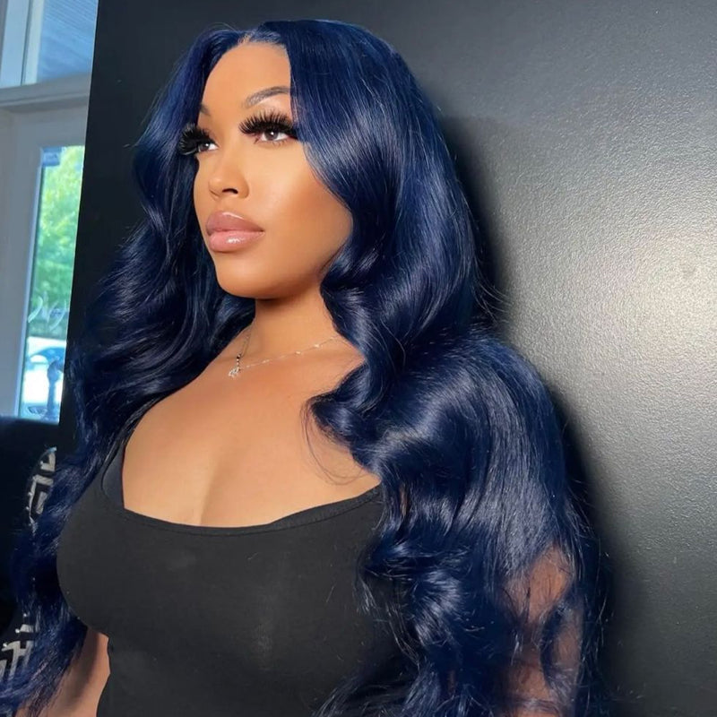 Raw Hair Wig | Undetactable HD Lace Midnight Blue Body Wave Human Hair Wigs - sterlyhair