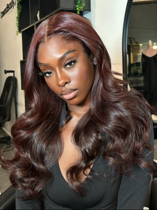 Layered Cut Trendy Warm Chocolate Loose Body Wave Short Bob Wig Human Hair Wigs Sterly Hair