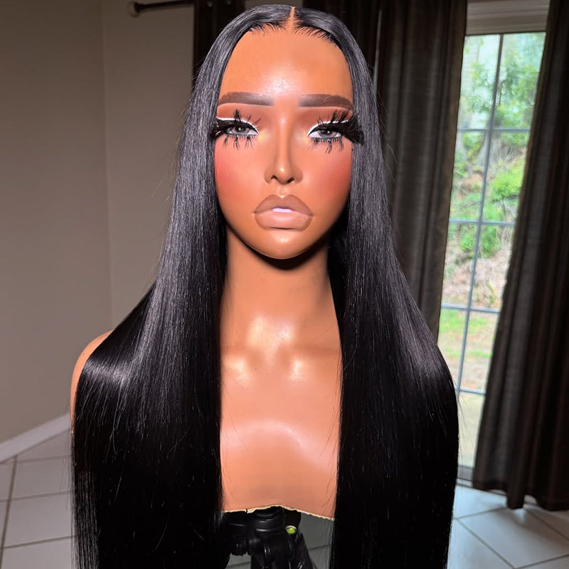 #1 Jet Black Glueless 7×6 Real HD Lace Silky Straight Hair Wig Ready To Go 100% Human Hair