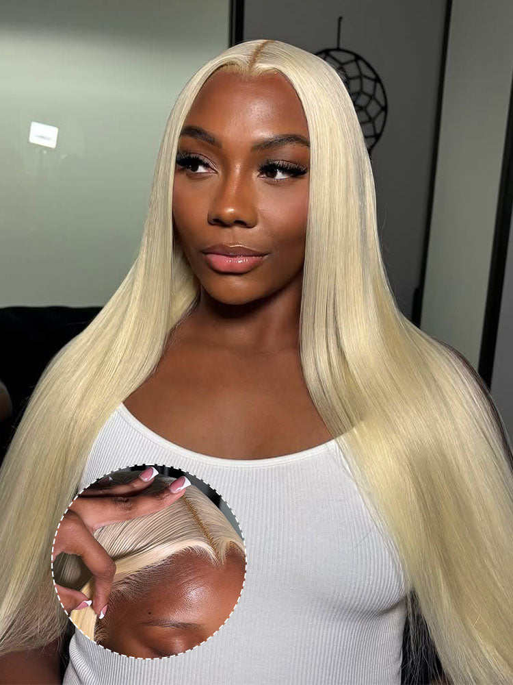 Sterly #613 Blonde 13x6 Full Frontal Lace Straight Hair / Body Wave Human Hair Wigs 180% Density Blonde Magic