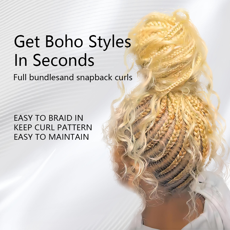 613# Blonde Human Braiding Hair Deep Wave Bulk Human Hair for Braiding No Weft Human Hair Extensions for Boho Braids 100g/Bundle