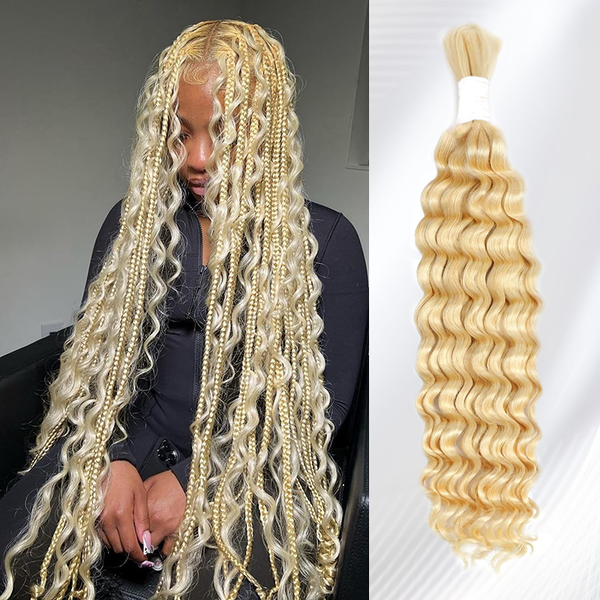 613 Blonde Human Braiding Hair Deep Wave Bulk Human Hair for Braiding sterlyhair