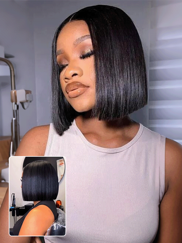 Sleek Blunt Cut Bob Wig 15A Raw Hair HD Lace Bone Straight Short Bob Wigs - sterlyhair