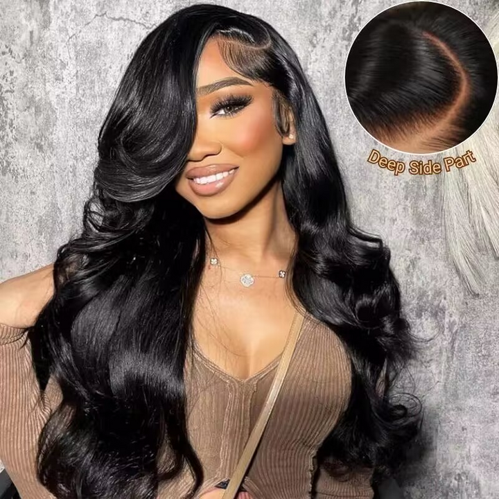 Premium Super Double Drawn Human Hair Wigs Raw Hair 13×6 Lace frontal Body Wave Wig 250% Density - sterlyhair