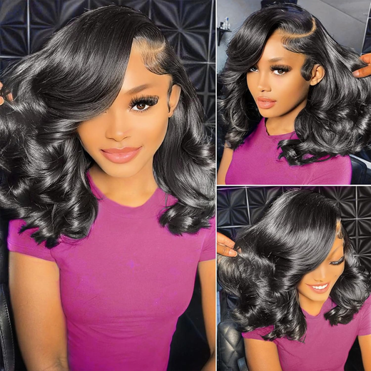 Sterly #1 Jet Black Frontal Wigs Human Hair 13×6 Loose Body Short Bob Wigs - sterlyhair
