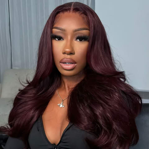 Affordable Dark Purple Plum Body Wave Human Hair Wig BUG Colored Wigs - sterlyhair