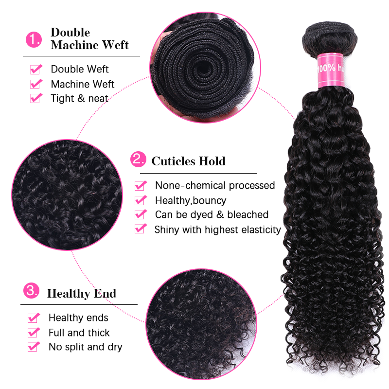 Sterly Hair Curly  Wave 3 Bundles with 13×4 Lace Frontal 100% Human Virgin Hair
