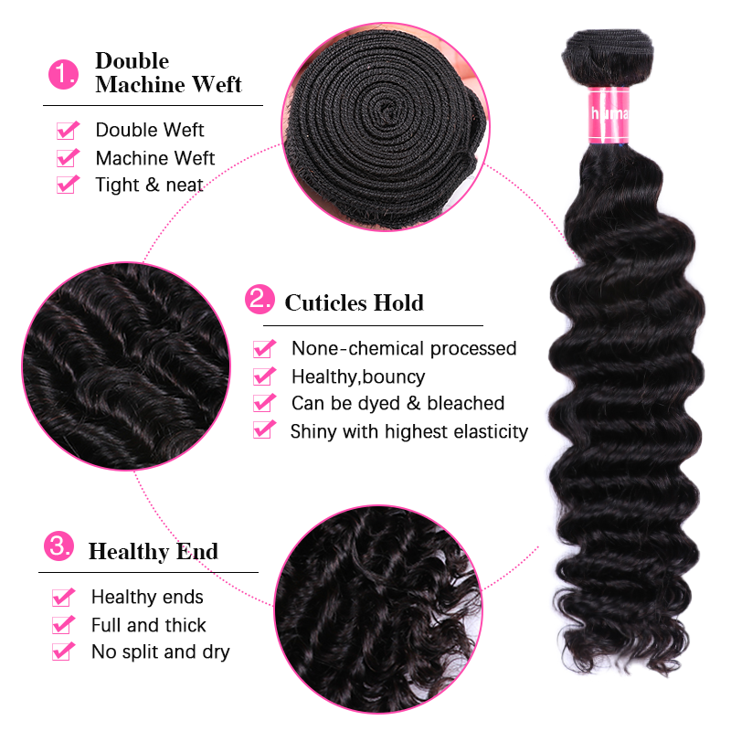 Sterly Hair 3 Bundles Deep Wave Bundles With 13×4 Lace Frontal